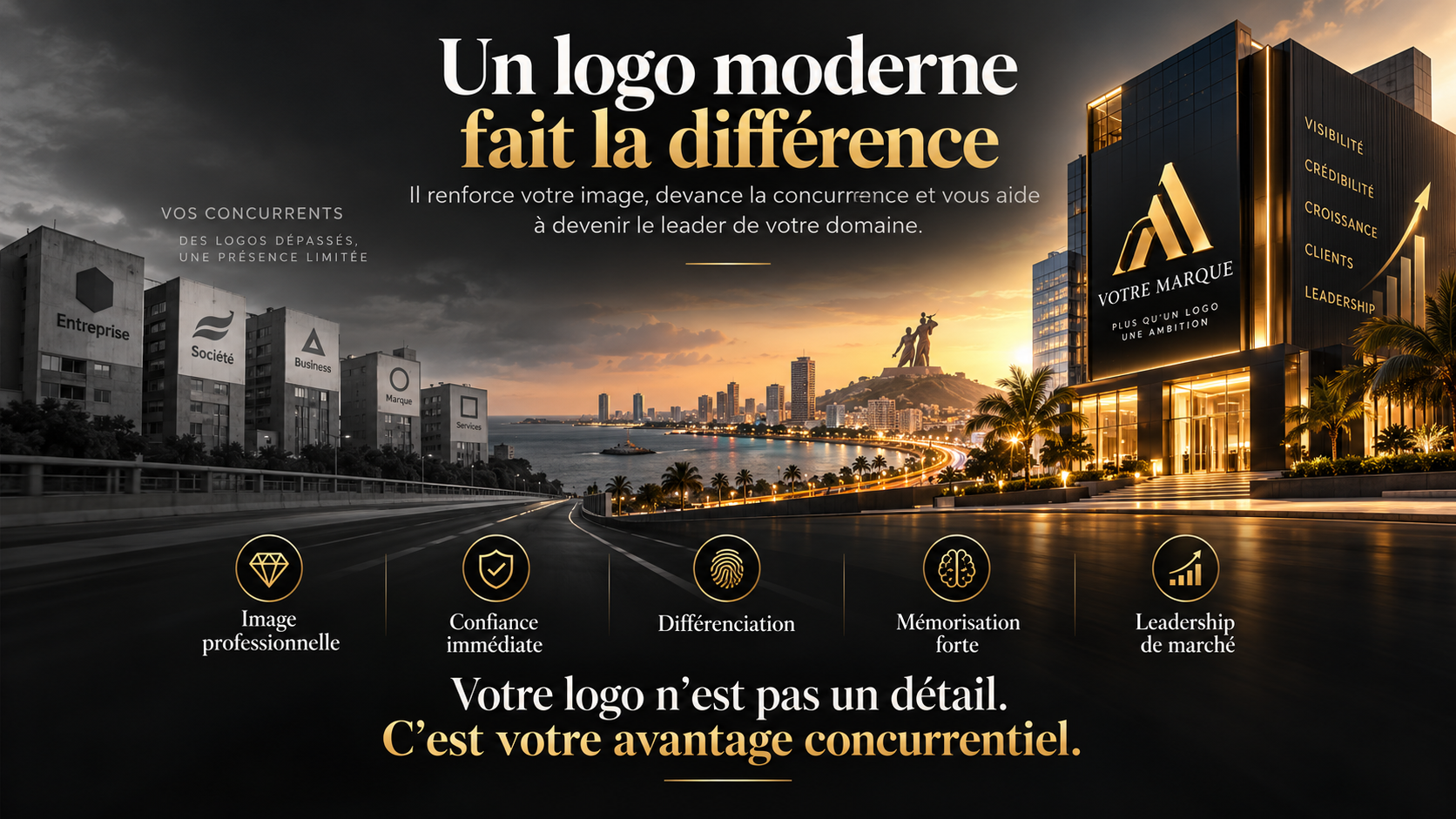 Un logo moderne fait la différence : visuel comparant des logos dépassés à une marque valorisée